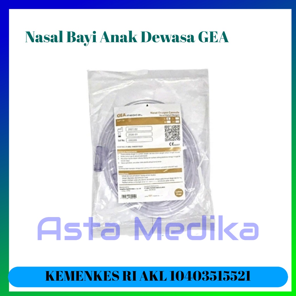 Nasal Oxygen Cannula GEA Anak Bayi Dewasa Selang Oksigen GEA Nasal Oxyflow Gea