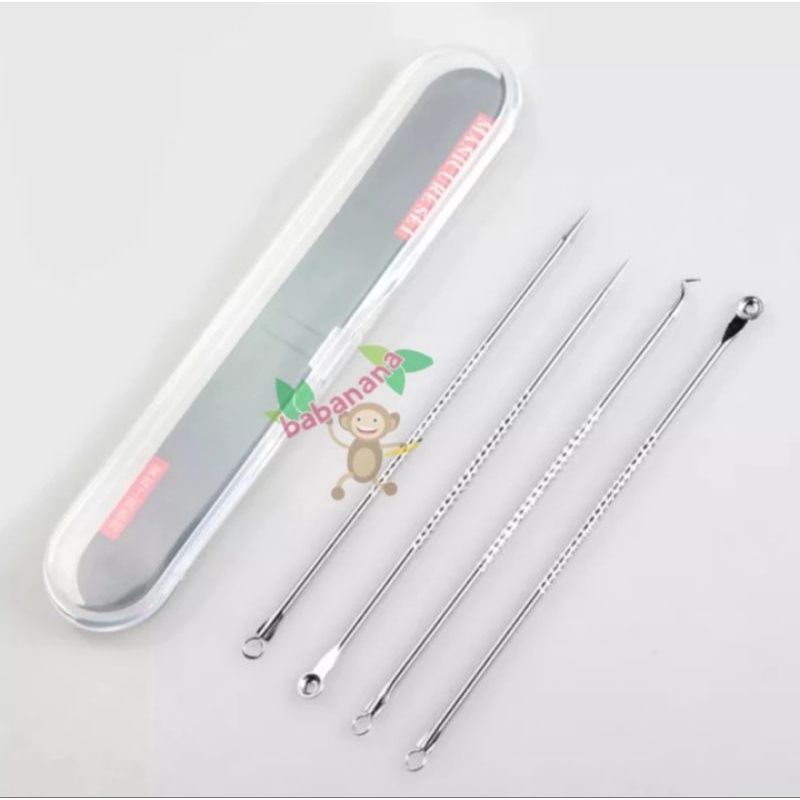 4 in 1 Alat Pembersih Komedo Pencet Jepit Jerawat Facial Wajah