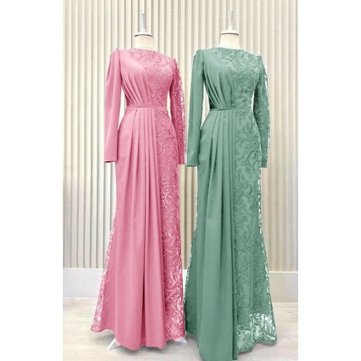 SOTE Dress - Baju Dress Pesta Muslim Polos Wanita Fashion Remaja Korean Style Dress Mermaid Kondanga