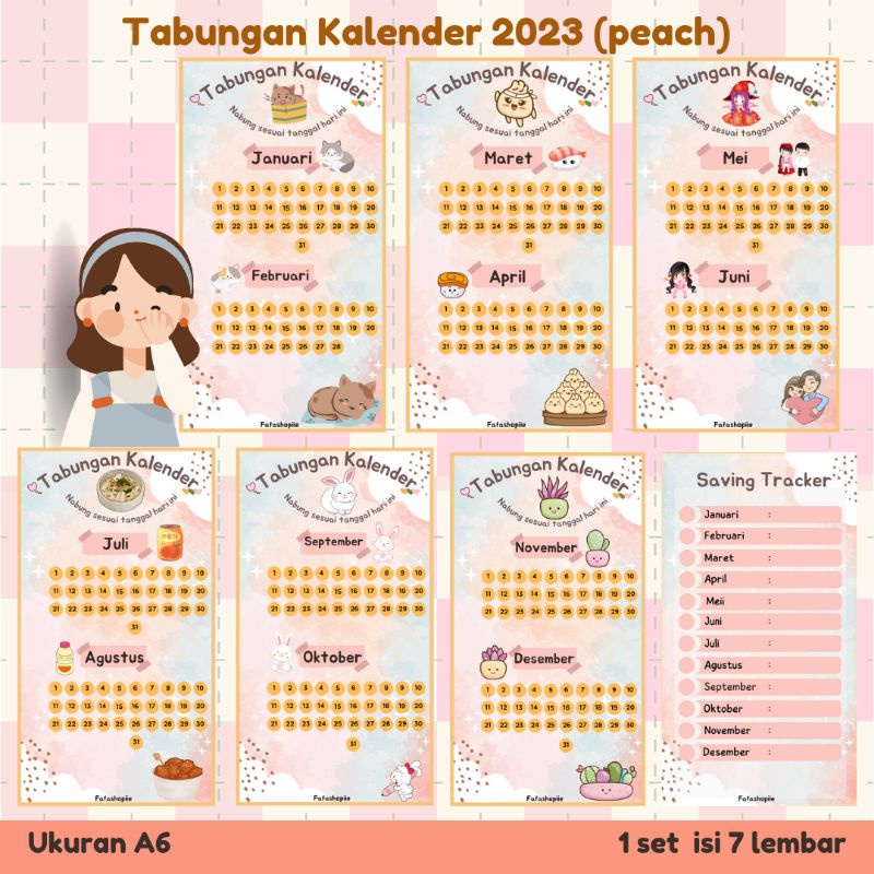 

Tabungan Kalender / Isi 7 lembar / a6 6Lubang