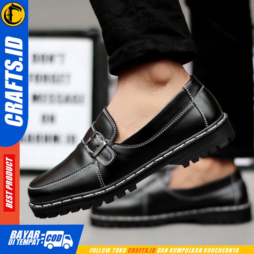 CRAFTS factz - Sepatu Formal Pantofel Docmart Loafers Kerja Hitam Pria