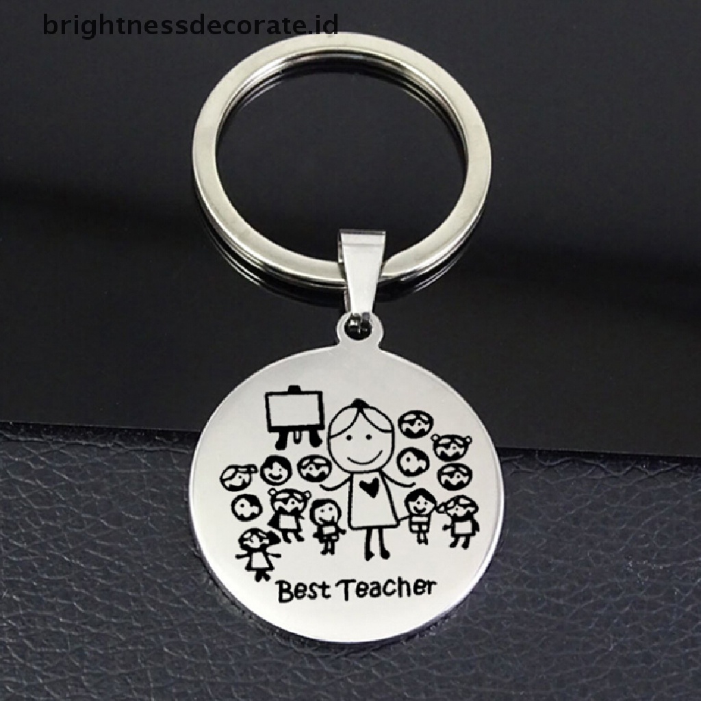 [Birth] Gantungan Kunci Grafir Thanks for Teacher Keychain Custom Nama Hadiah Untuk Guru New [ID]