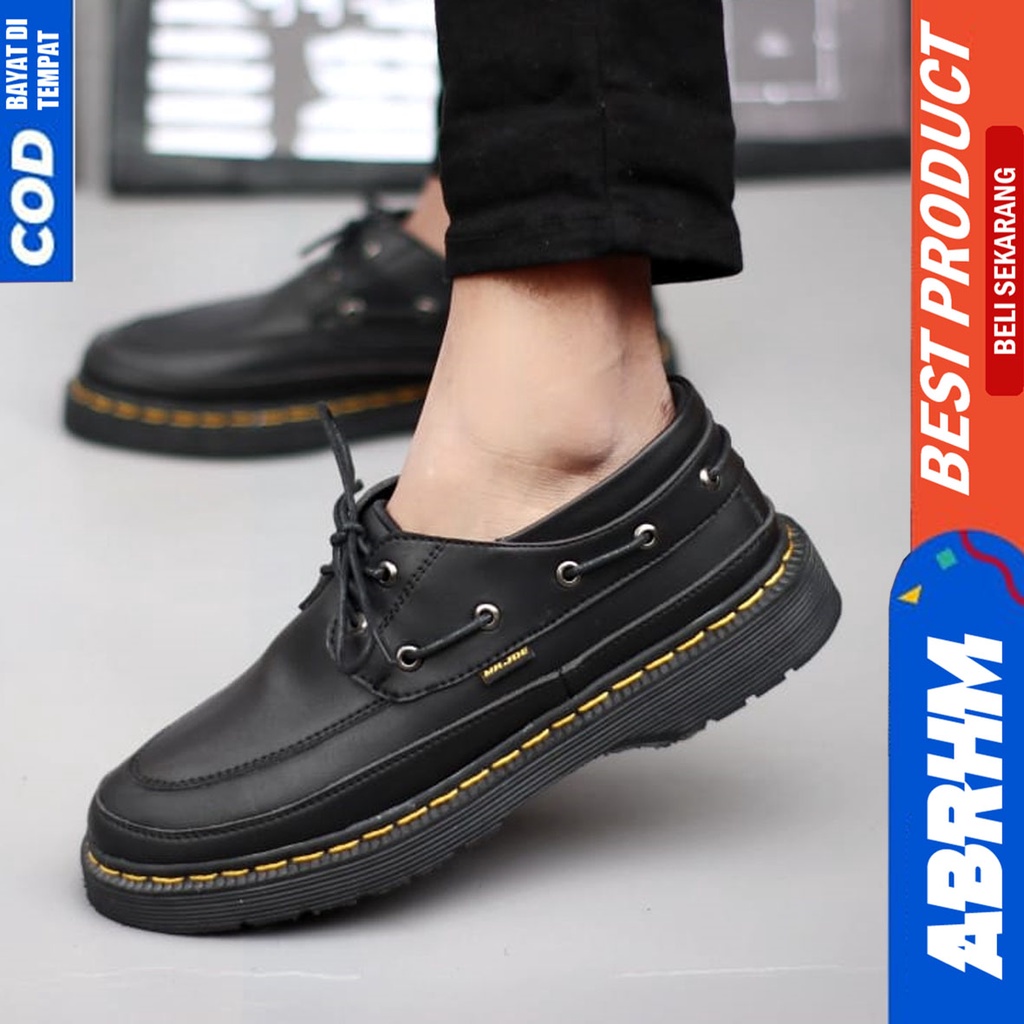 Sepatu Pantofel Formal Docmart Low Boots Kerja Pria Hitam Abrhm Rooney