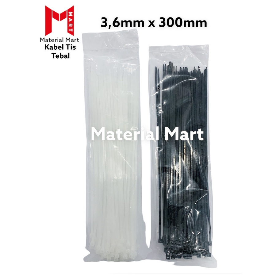 Kabel Ties Putih 30 cm | Cable Ties | Kabel Tis Hitam 300mm 100 pcs | Material Mart