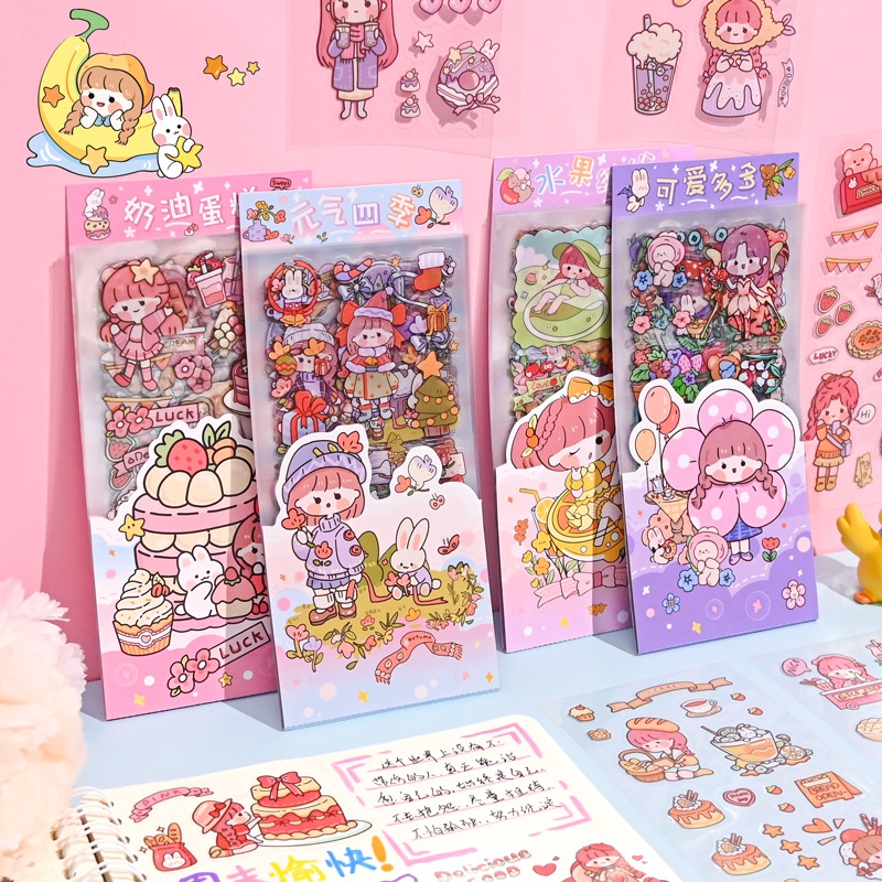 PAOPAO Stiker Akichan Aesthetic Long Panjang Cute isi 10 Lembar Import