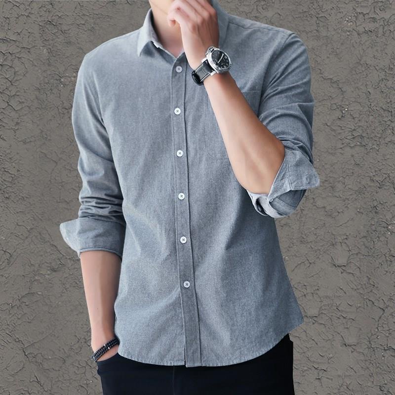 Kemeja Pria Tren  Pria Lengan Panjang Slim Fit  Korea Tren Lengan Panjang Kemeja Kasual Mos bisnis K