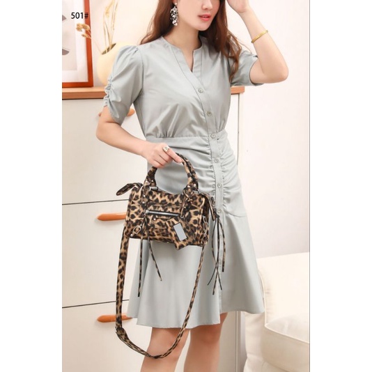 Balenciaga City Mini Leaopard Printed Satchel Cross Bag 501