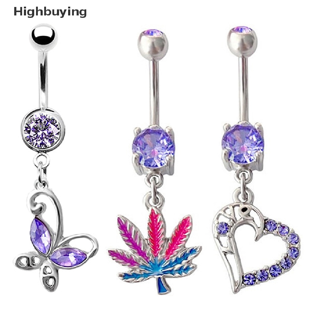 Hbid Belly Button Crystal Belly Rings Sexy Zircon Butterfly Heart Navel Ring Glory