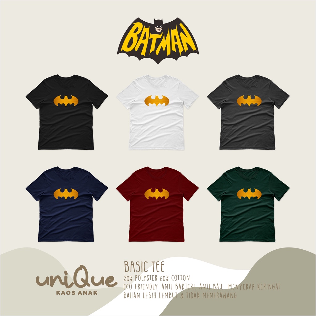 Kaos Anak Unisex  Usia 1-12th BATMAN Kaos Anak Lengan Pendek Atasan Tshirt Anak Kaos Oblong Anak