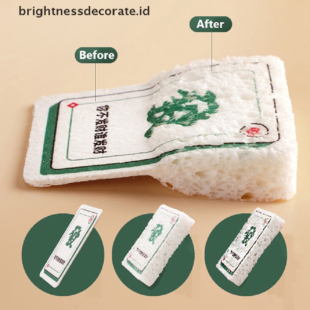 [Birth] New Spons Dapur Motif Mahjong, ed Wood Pulp Dish Sponges Cleaning Magic Sponge Menyerap Air Dan Tidak Berminyak [ID]