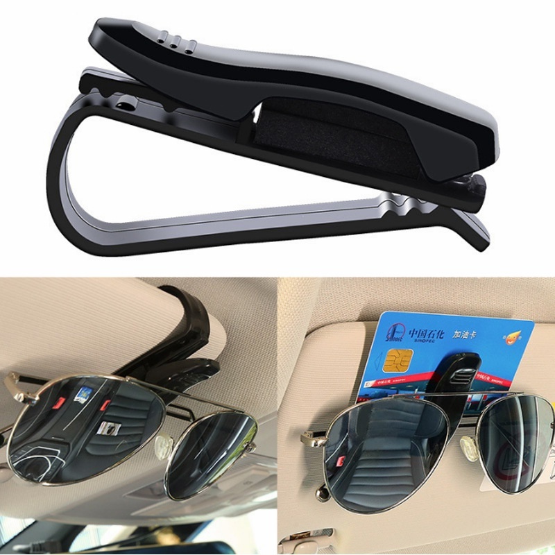 Pengencang Kacamata Multi Fungsi Untuk Mobil Auto Card Ticket Holder Stand Hitam Universal Car Sun Visor Sunglasses Clip Glasses Stand for Auto