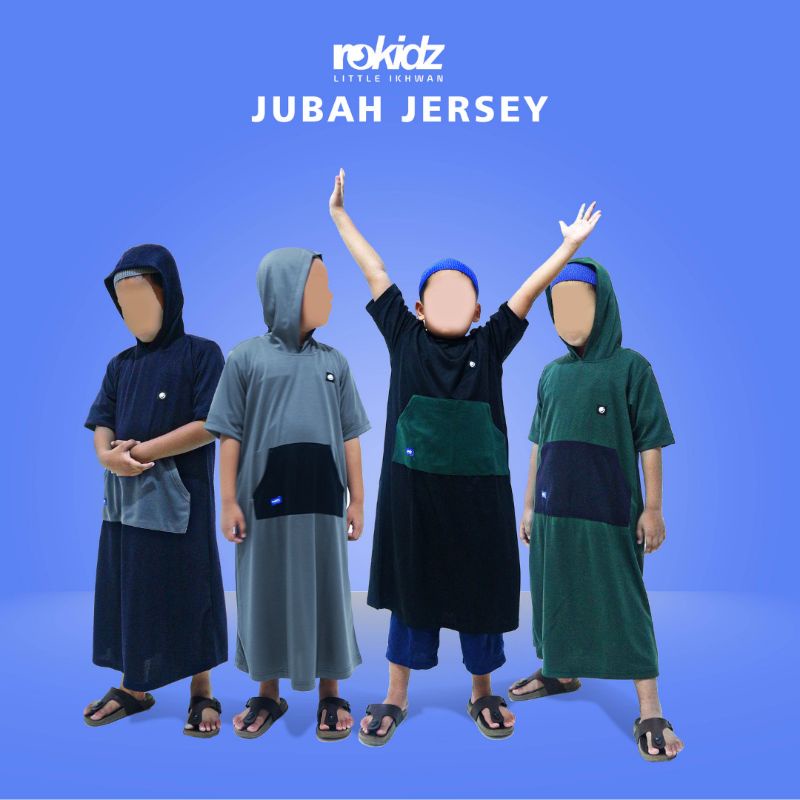 JUBAH JERSEY ROKIDZ JUBAH ANAK HOODIE JUBAH ANAK TANGAN PENDEK COD