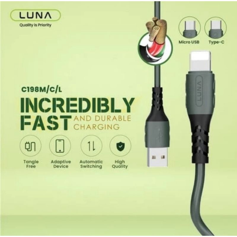 KABEL DATA LUNA MODEL C198M C198C MICRO DAN TYPE C