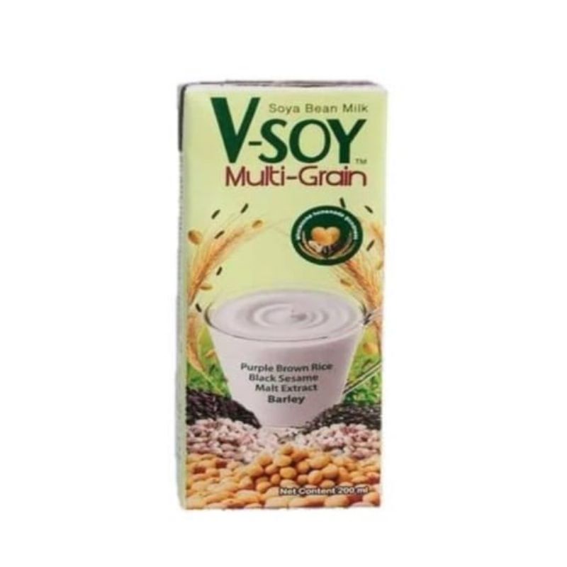 V-SOY Milk UHT Susu Kedelai Multi Grain 200 ml Halal | Soya Bean