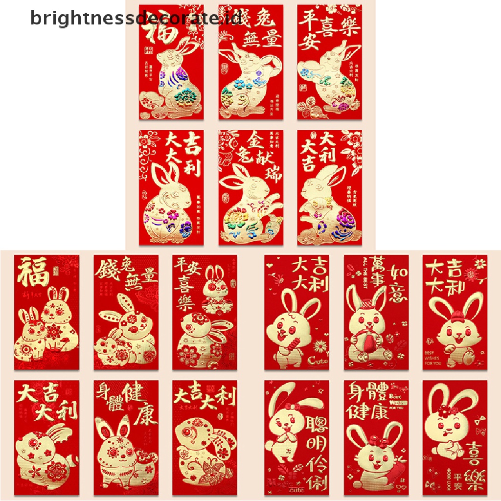 [Birth] 6pcs 2023 Amplop Merah Imlek Kelinci Tahun Amplop Lucky Hong Bao [ID]