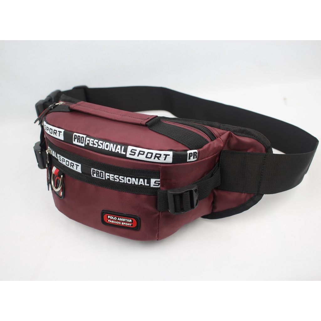 TAS PRIA Waistbag Tas Selempang Pria Terbaru Bahan Nylon Waterproof Original Polo Amstar