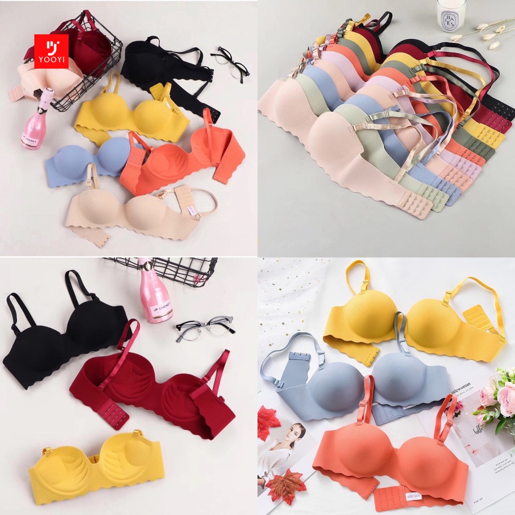 bra wanita half cup polos busa tebal tanpa kawat strapless warna hitam