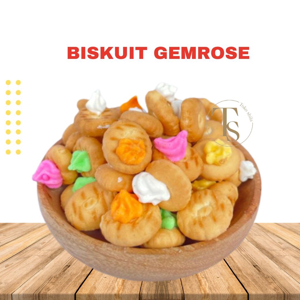 Biskuit gem rose kiloan Kue Kancing Monas gembrose kembang gula warna warni camilan biskuit jadul