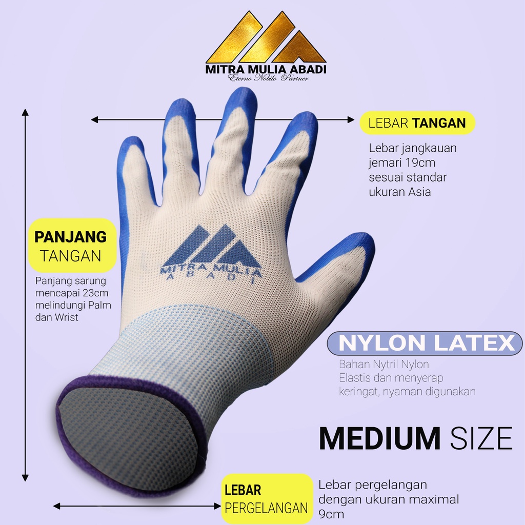 Sarung Tangan Latex Nylon Nitril Palmfit Gloves anti  Robek sarung tangan karet MMA