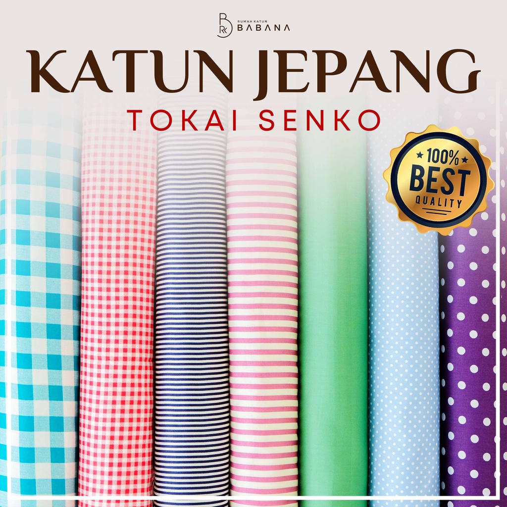 Babana Kain Katun Jepang Tokai Motif Polkadot Garis Kotak Salur Polos Warna