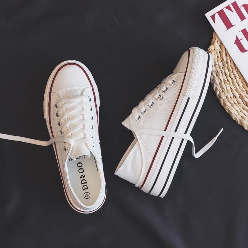 TOPGROSIR LV0211 Sepatu Sneakers Wanita Kanvas Sepatu Kasual Wanita Sepatu Sekolah Wanita Sepatu Converse Wanita Import Fashion Terbaru