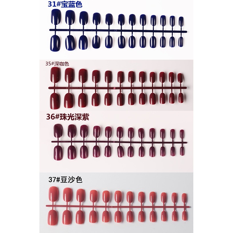 Kuku palsu 24pcs Glossy Oval Pendek