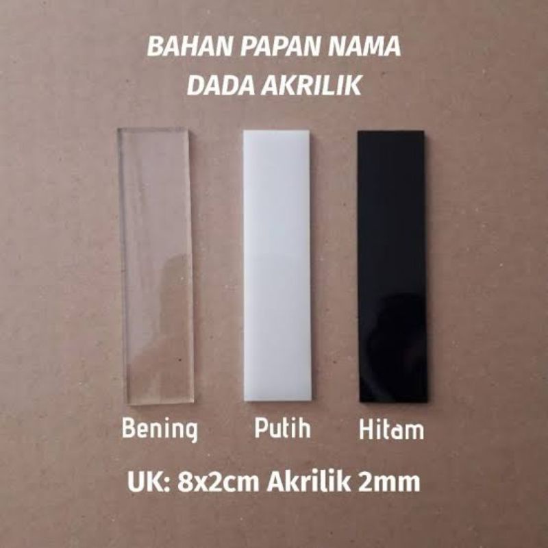 AKRILIK NAME TAG // BAHAN NAME TAG POLOS UKURAN 8X2CM