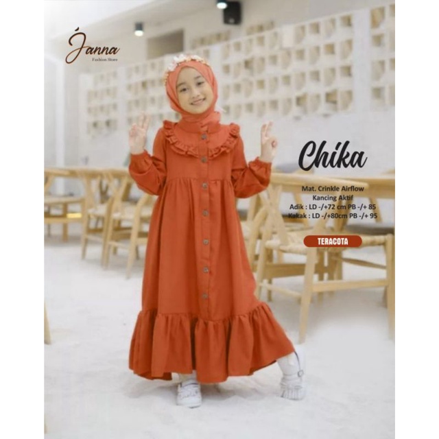 CHIKA DRESS KIDS BAJU MUSLIM ANAK PEREMPUAN BY JANNA