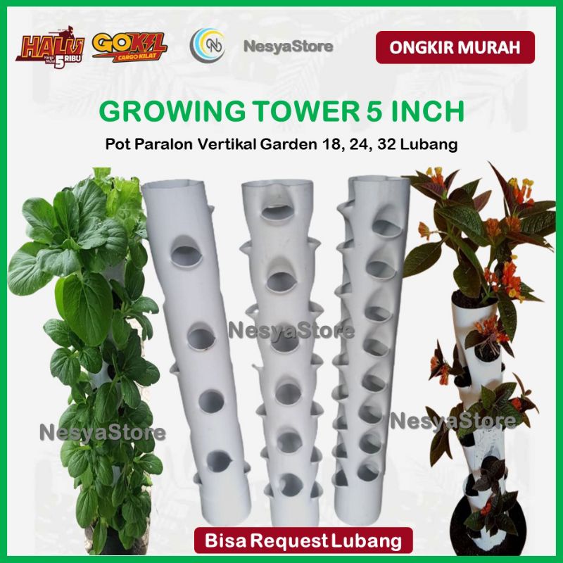 Growing Pot Tower Pot Paralon 5 Inchi Vertikultur Pot Tanaman Vertikal Garden 1 Meter