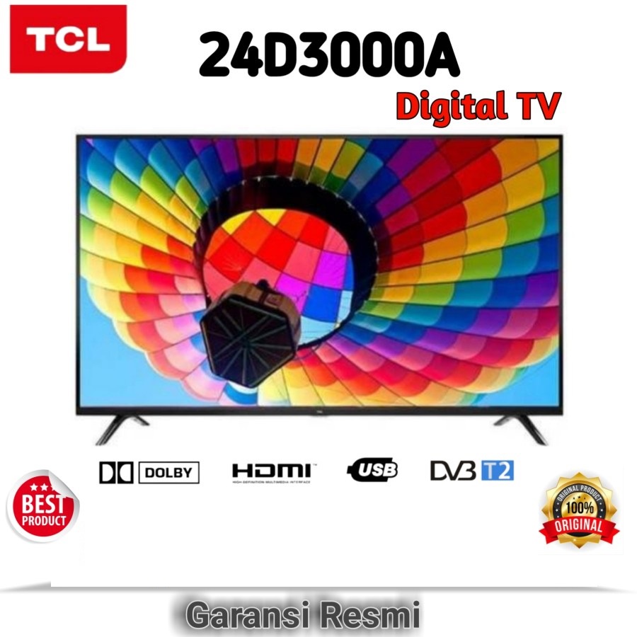 tv led tcl digital 24in 24d3000A gransi resmi 3tahun Khusus Batam