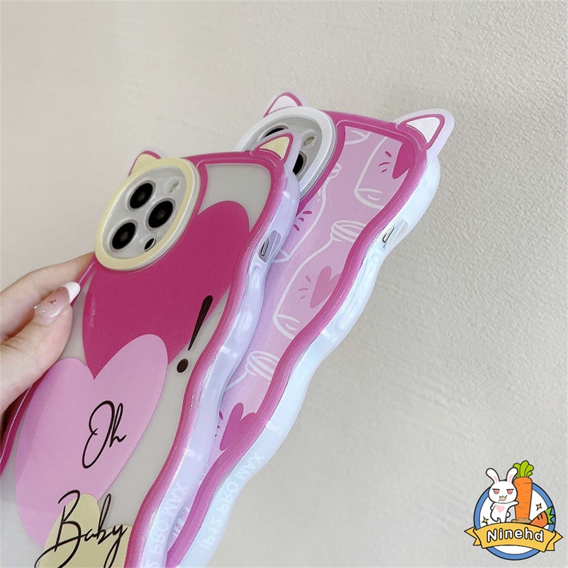 IPHONE Casing Kompatibel Untuk Iphone14 13 12 11 Pro Max X Xr Xs Max8 7 6 6s Plus SE Transparan Pink Pola Cinta Casing Ponsel Shockproof Silicone Soft Case Full Screen Cover Pelindung