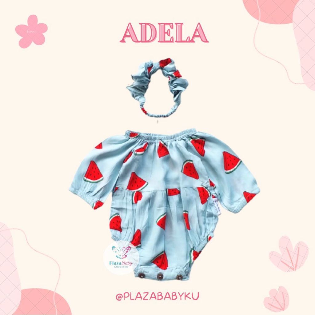 PROMO 7.7 plazababyku ADELA romper jumpsuit bayi motif bunga yang lucu + free headband BUBIBEE