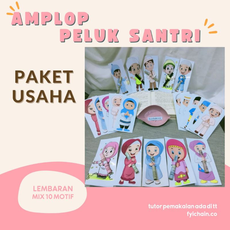 

[Paket Usaha] Amplop peluk santri mix 10motif