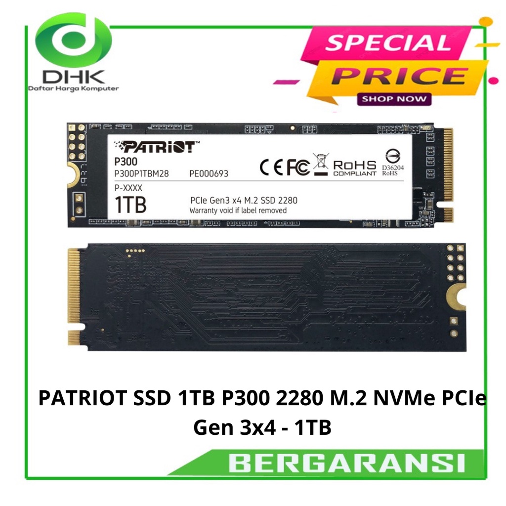 PATRIOT SSD 1TB P300 2280 M.2 NVMe PCIe Gen 3x4 - 1TB