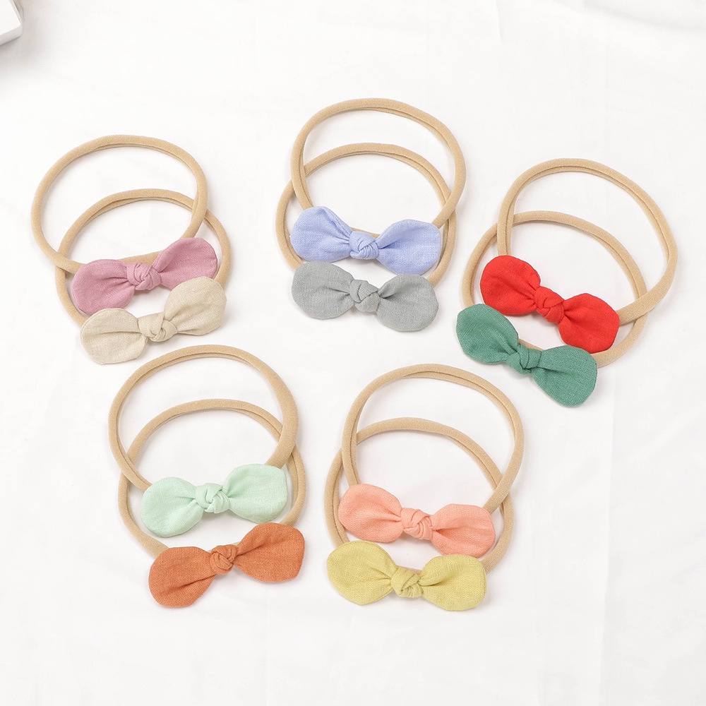 SOFT NON-TRACE PREMIUM BABY TODDLER SMALL BOW RIBBON CUTE HEADBAND HAIRBAND BENDO BANDO BANDANA PITA ANAK BALITA BAYI COTTON NYLON LACE EMBROIDERY AKSESORIS KARET RAMBUT WARNASOLID POLOS PASTEL LEMBUT KOREA KOREAN STYLE