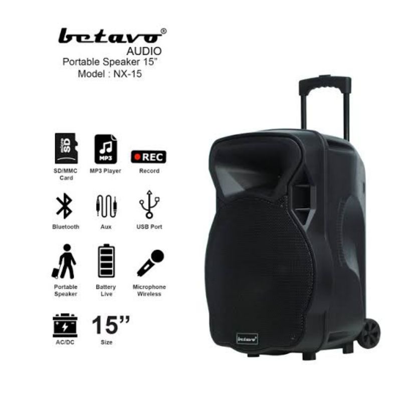 Speaker Portable Betavo NX 15 Bluetooth NX-15 BETAVO NX15 (15 inch)
