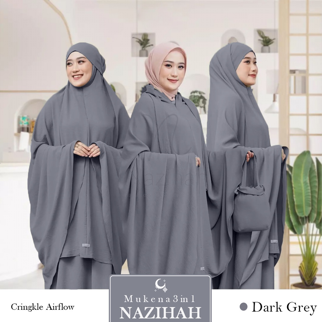 MUKENA NAZIHAH Mukena Crinkle Airflow 3in1 Premium Resleting Ayra