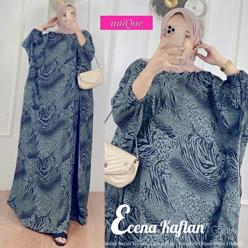 Kaftan Wanita Jumbo XXXXL - Ecena Kaftan Vol. 2 Wanita Jumbo Maksi  Handmade Lengan Panjang Busui Resleting Gamis Rayon Jumbo Kaftan Terbaru by Nadira Fashion Made in Pekalongan