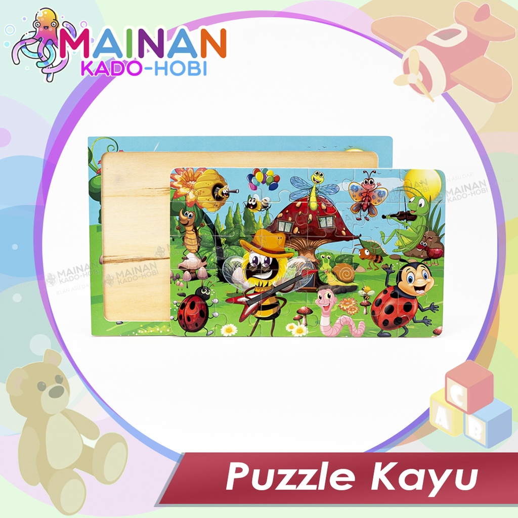 MAINAN EDUKASI ANAK KREATIF PUZZLE KAYU 3D BERGAMBAR MOTIF LUCU