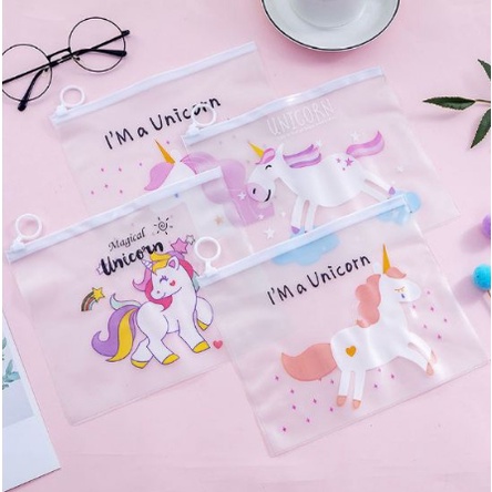 

zipper bag unicorn pouch tempat pensil transparan pouch serbaguna pencil case pouch tas kosmetik transparan motif karakter lucu