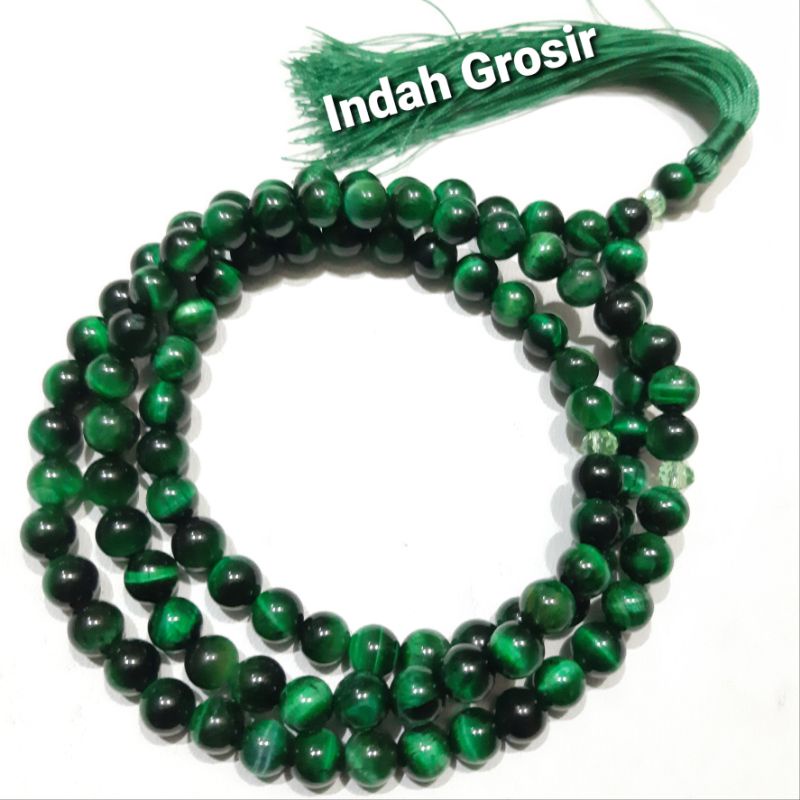 TASBIH BATU GREEN TIGER KET EYE 8MM 99BUTIR