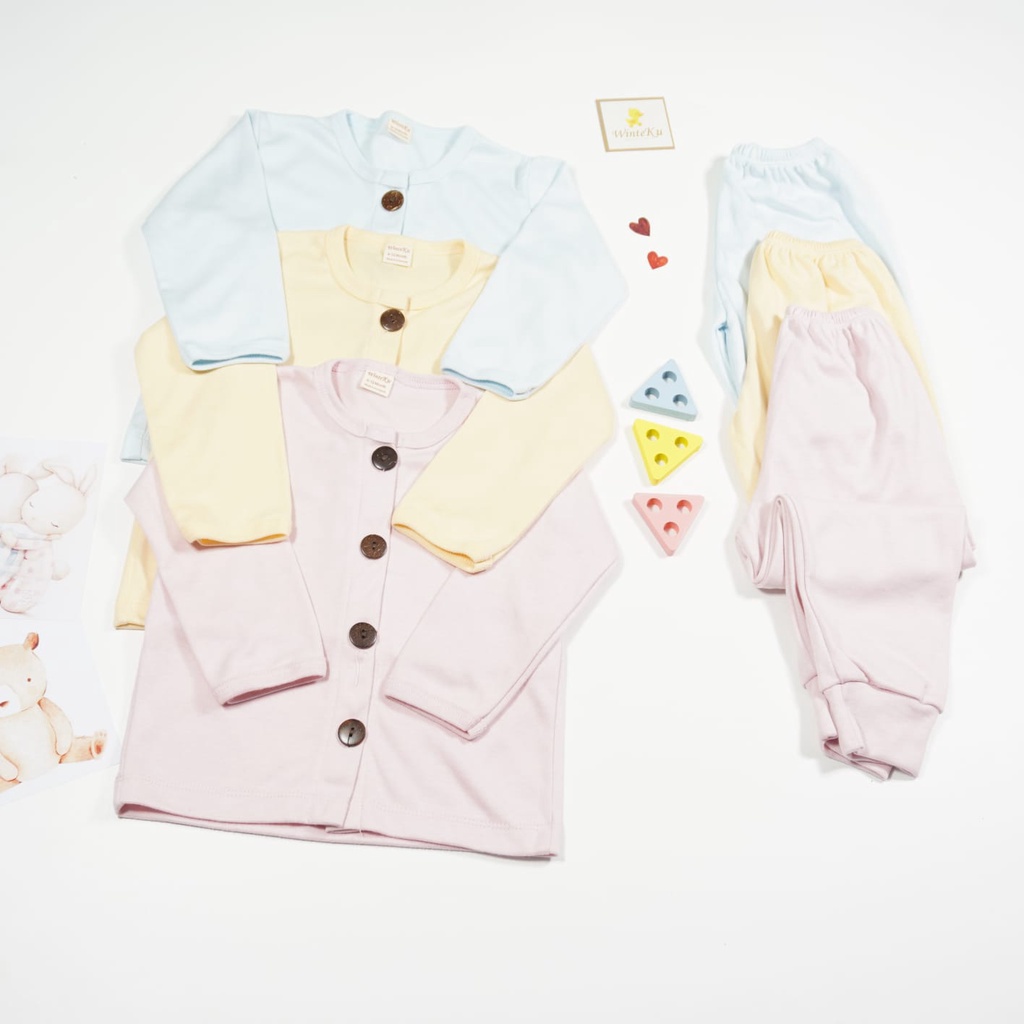 PAJAMAS SET Unicorn Color -Setelan Kancing PANJANG POLOS Unicorn