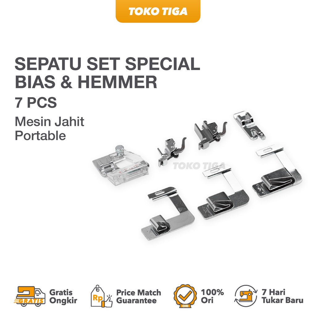 Sepatu/Tapak Set 7 Pcs Special Bias &amp; Hemmer CY-007-001 Mesin Jahit Portable