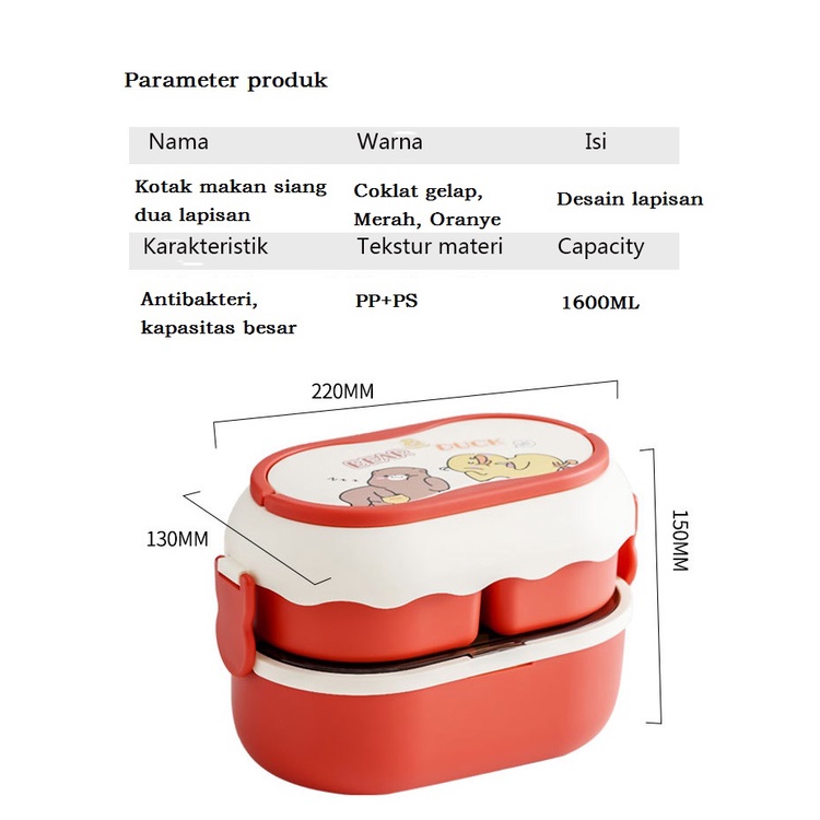 Kotak Makan With 3D Sticker Bahan Plastik Siang Bento Portabel Dengan Kompartemen Untuk Anak Perempuan