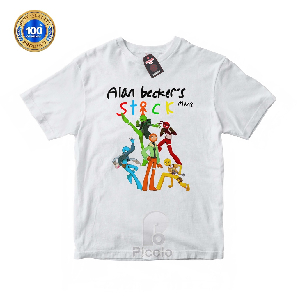 (FREE NAMA) BAJU KAOS ATASAN ANAK MOTIF ALAN BECKERS STICK MANS Bahan COTTUN