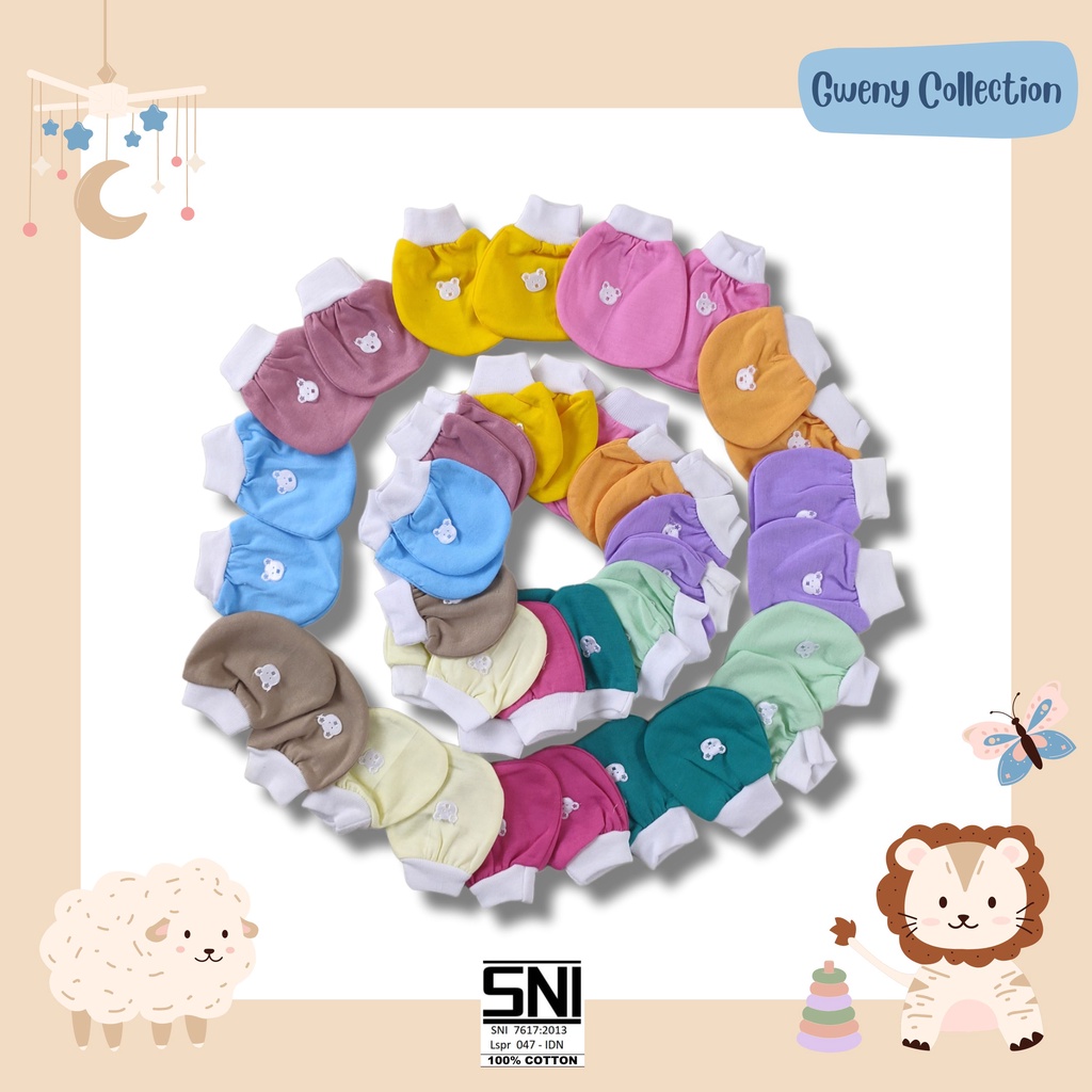 TERMURAH !! 1SET SARUNG TANGAN &amp; KAKI BAYI SARUNG TANGAN NEWBORN UNISEX WARNA (RIB)