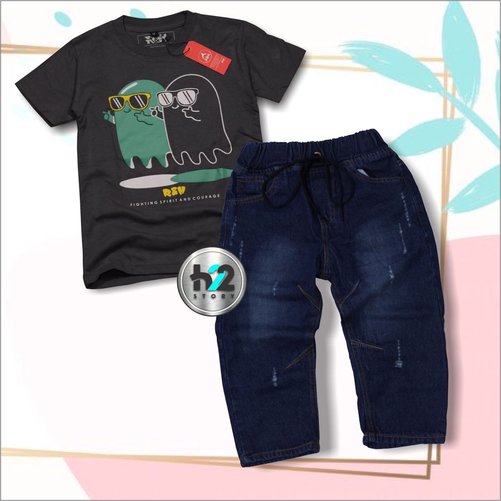 Setelan Celana Panjang Anak Bahan Jeans Untuk Usia 3-12Tahun by Him22Story