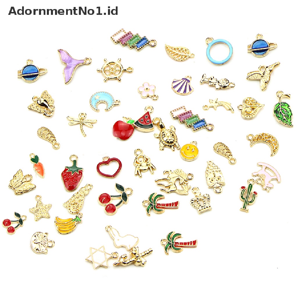 [AdornmentNo1] 50pcs/set Manik-Manik Enamel Campur Ch Liontin Membuat Kerajinan Temuan Perhiasan DIY [ID]