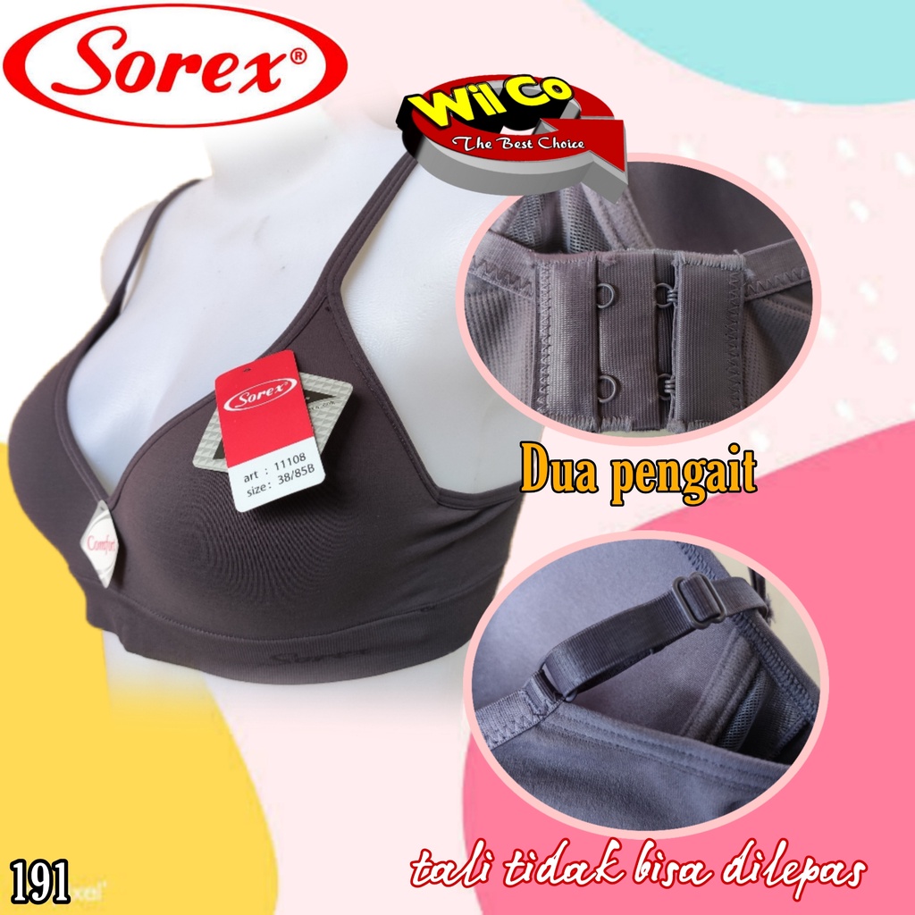 K191 - BRA/BH WANITA SOREX BUSA TIPIS TIGA PENGAIT ADA KAWAT SIZE 34-40 CUP B HARGA PER 1 PCS