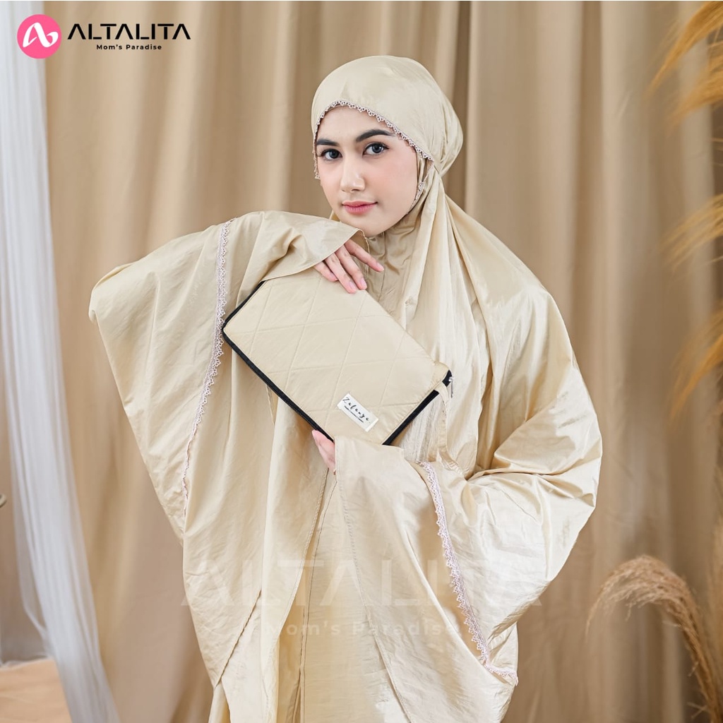 Altalita - Mukena Zanitha Dewasa Daily Travelling 2 in 1 Resleting Free Tas Sajadah Adem Premium Mukenah Traveling Parasut Renda Mini Pouch Jumbo Terbaru